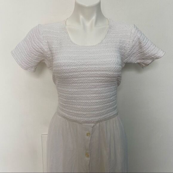 Jacquline Lauren vintage  Smocked 90s button front midi dress - Picture 3 of 11